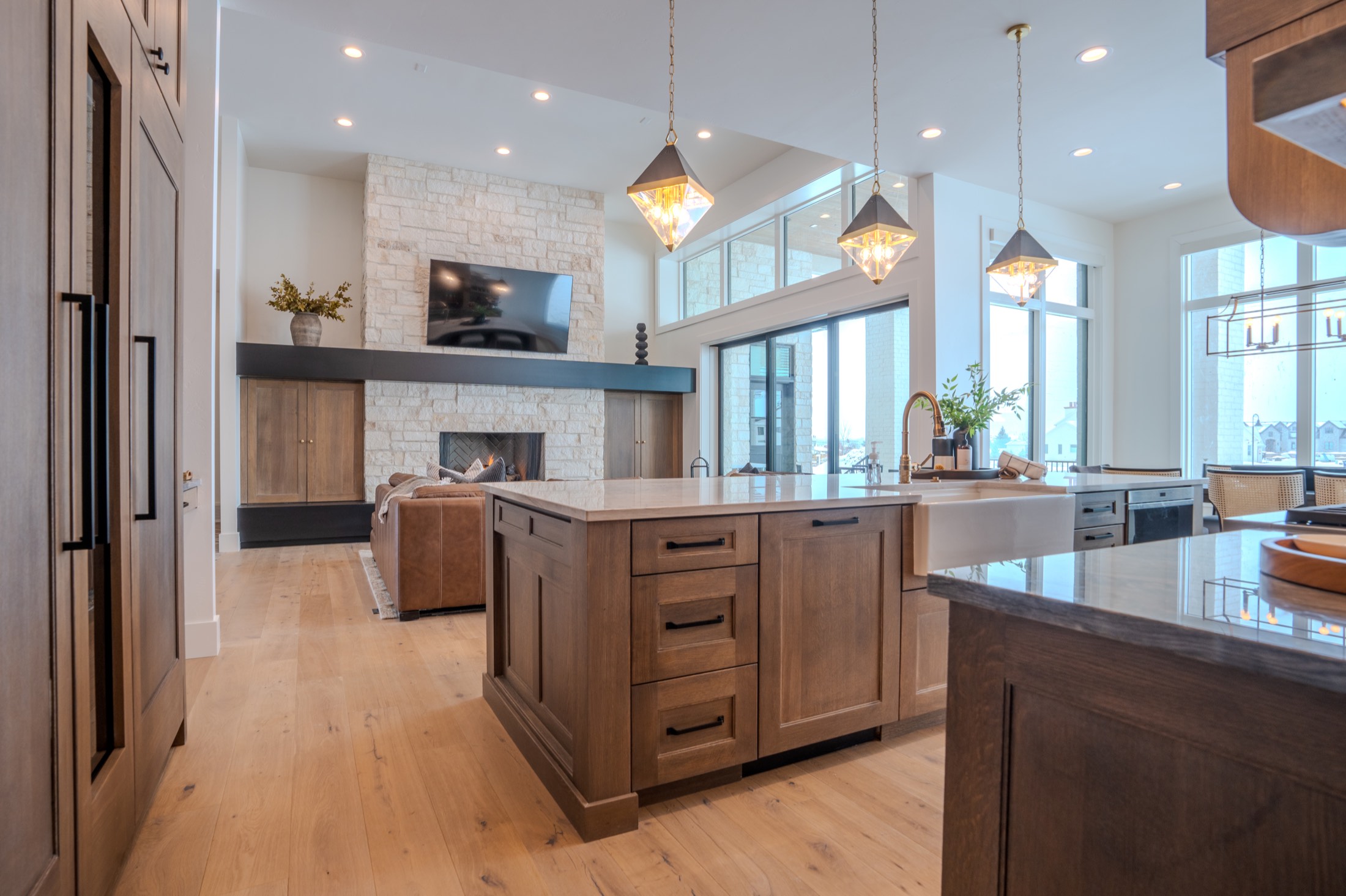 Kitchen with grand island and custom cabinetry