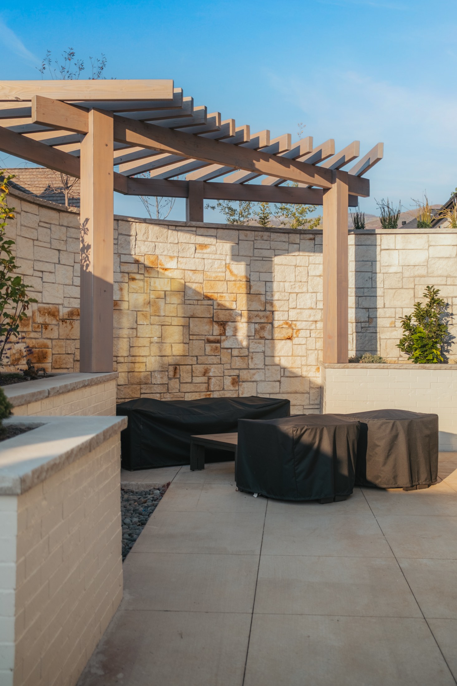 Outdoor fireplace terrace