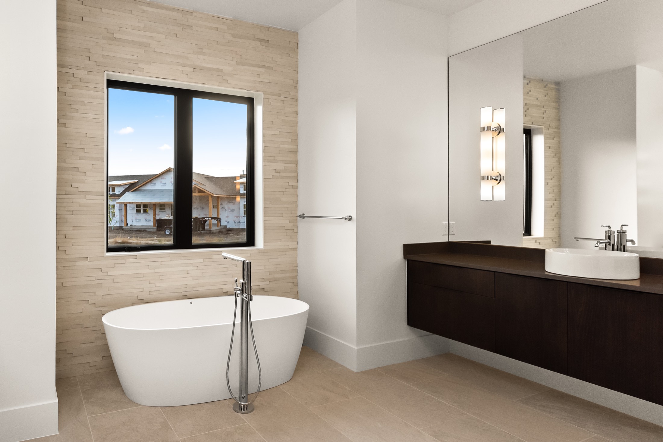 Primary bath with freestanding tub