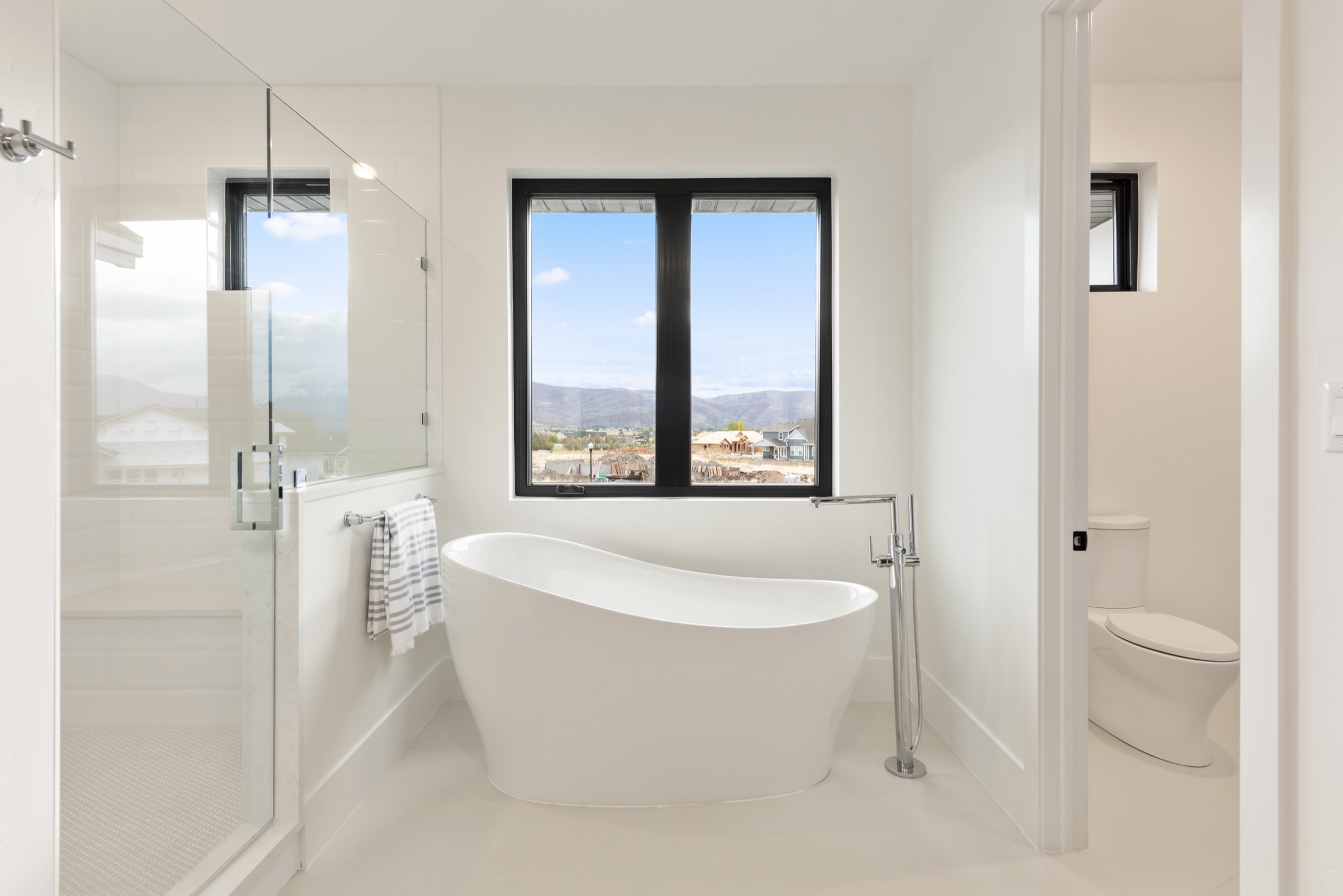 Soaking tub with valley view