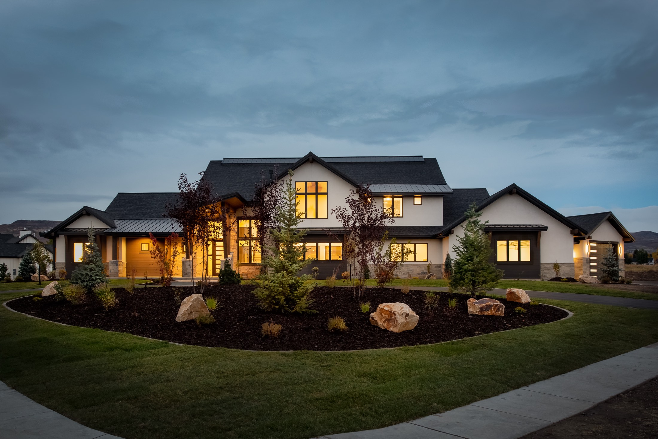 Red Filley residence at twilight, Heber City, Utah