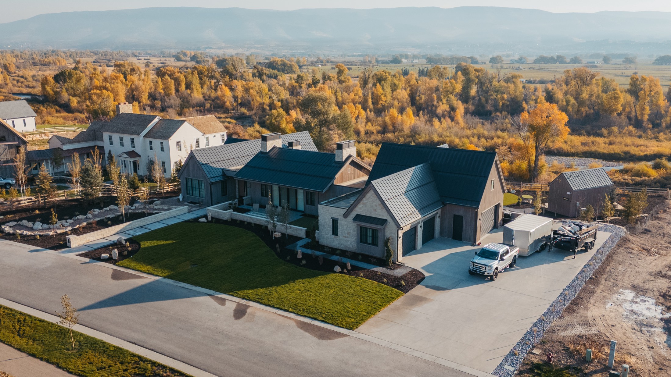 Aerial view of the Waters Edge residence